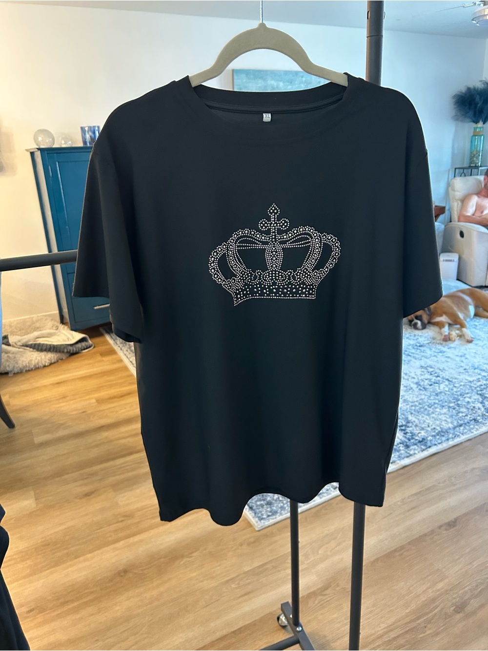 Men's Black Rhinestone Crown Tee